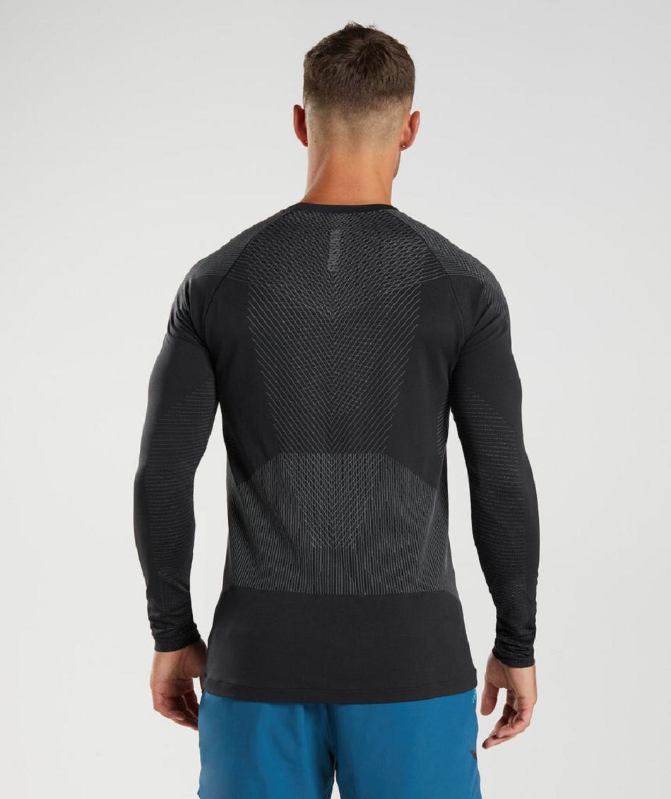 Gymshark Apex Seamless Muške Dugi Rukav Crne Sive | HR 2645GSO